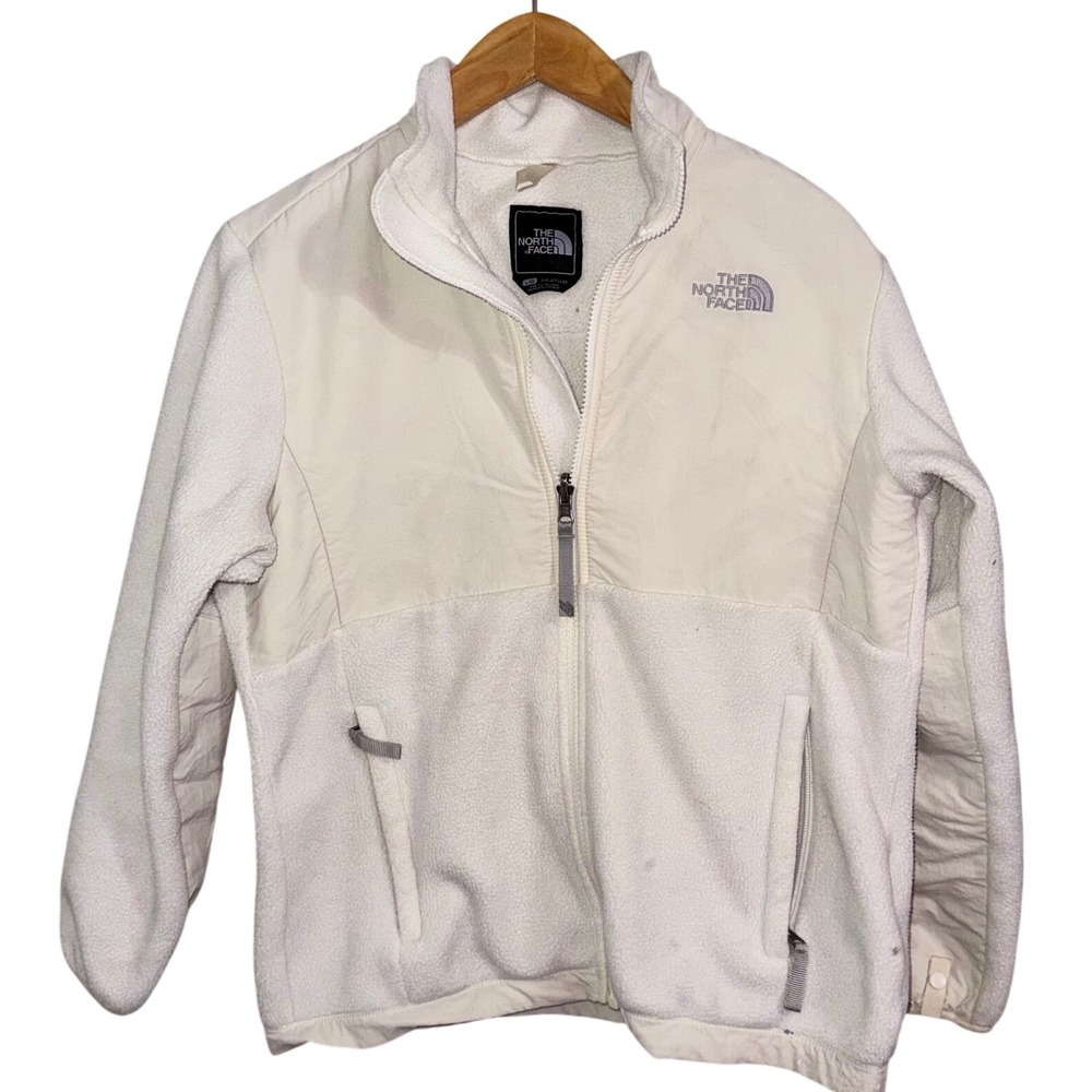 The North‎ Face Kids Fleece Jacket White Full Zip Polar Tec Warm Outerwear